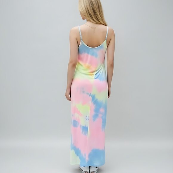 Tie Dye Split Side Curved Hem Dress - Picture 4 of 10